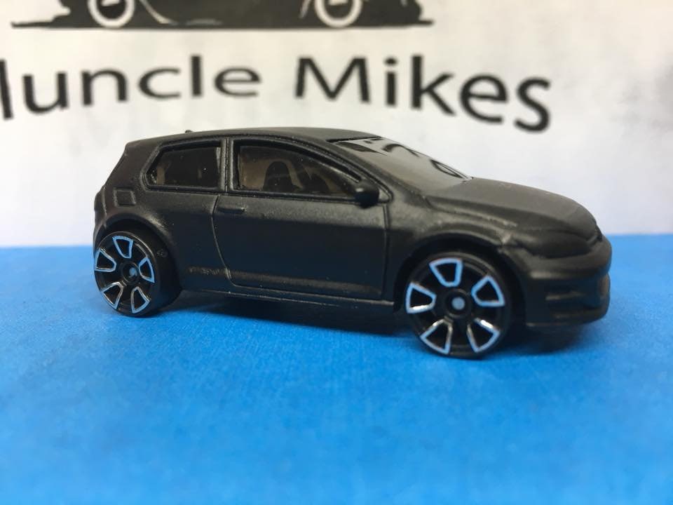 Custom Hot Wheels Volkswagen Golf Mk7 Flat Black Custom Built Hot Wheels