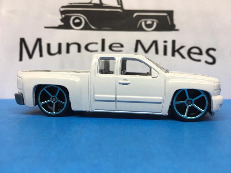 Custom Hot Wheels Chevy Silverado Custom Painted Triple White