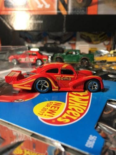 Custom Hot Wheels Vw Volkswagen Kafer Racer Rubber Tires Real Rider Style Red