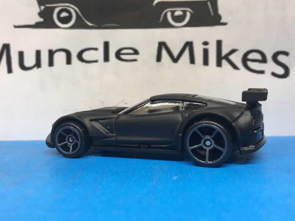 Custom Hot Wheels Corvette C7 R Black Bottom Custom Painted FLAT BLACK