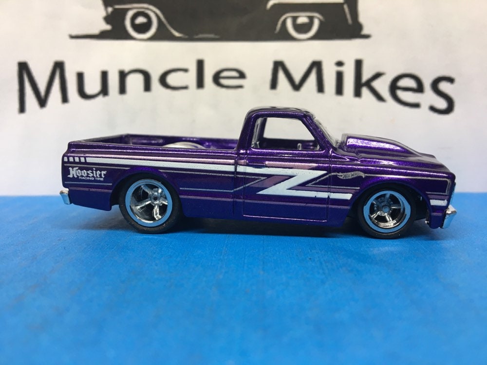 Custom Hot Wheels 1967 Chevy Truck SWB C10 Rubber Tires Real Rider Style