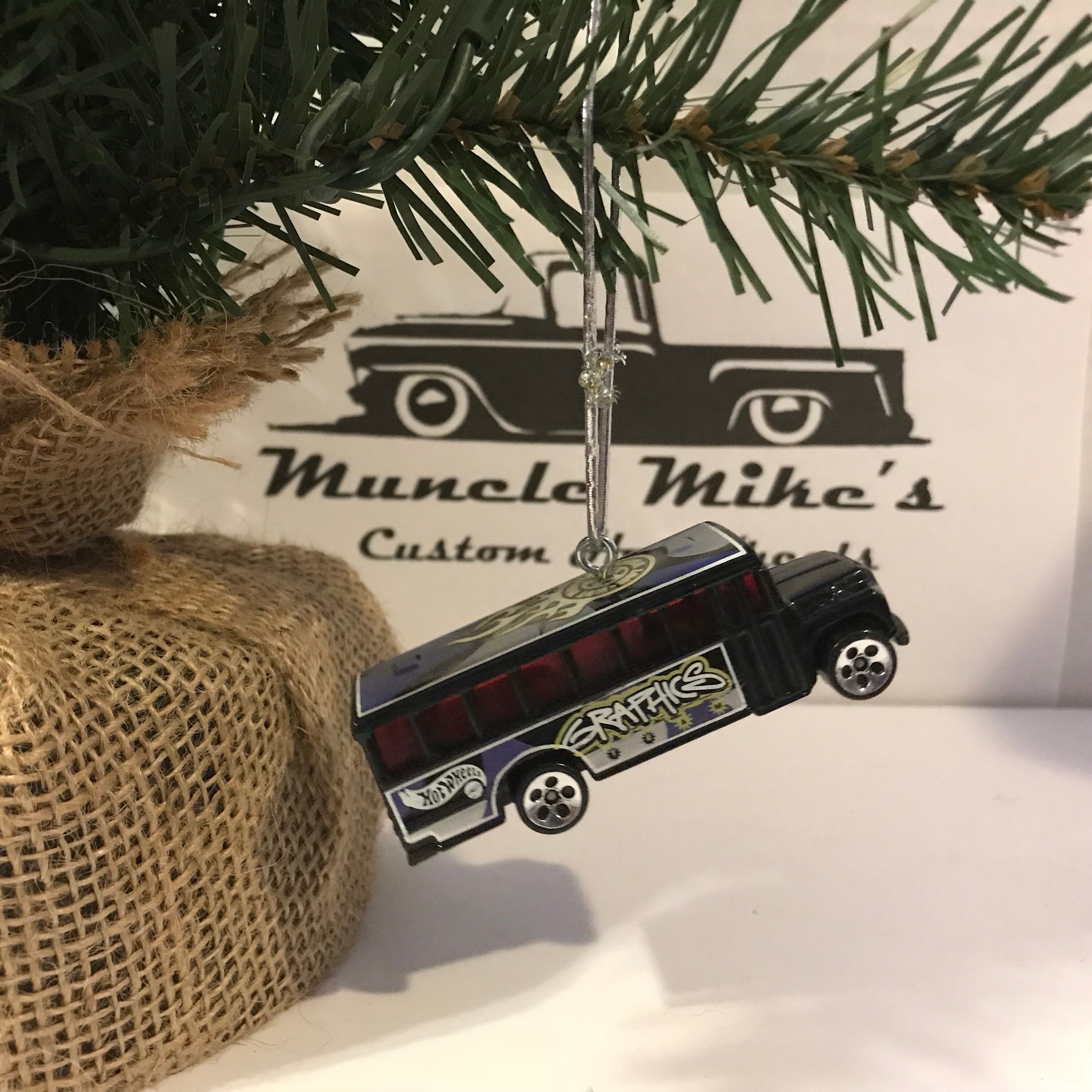 Hot Wheels Christmas Ornament One Custom 1988 school bus