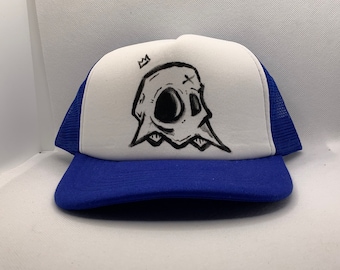 hand painted ghost trucker cap