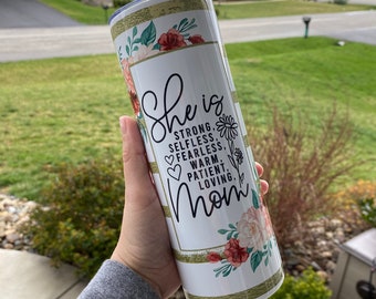 She is Mom tumbler, Mothers Day, 20oz sublimation, Glitter stripes