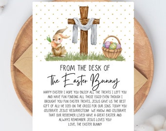 Christian Easter Bunny Letter, Letter from the Easter Bunny, Christian Easter Basket Gift Tag, EDITABLE, DIGITAL DOWNLOAD