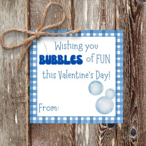 Printable Valentine Cards for Kids, Bubbles of fun,Classroom Valentine, Party Favor, School Valentine Tags, Valentine&#39;s Day Gift Tags