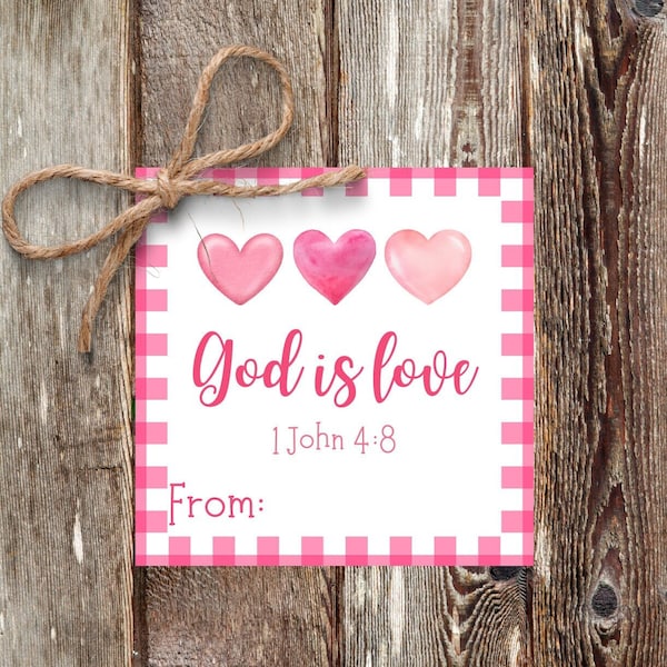 Christian Valentine Cards for Kids, Classroom Valentine, Party Favor Valentine Tags, School Valentine Tags, Printable Valentine's Gift Tags