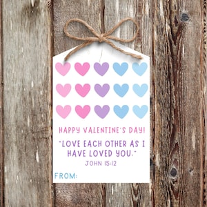 Printable Valentine Cards for Kids, Christian Godly Valentine, Party Favor Valentine Tags, School Valentine Tags, Valentine&#39;s Day Gift Tags