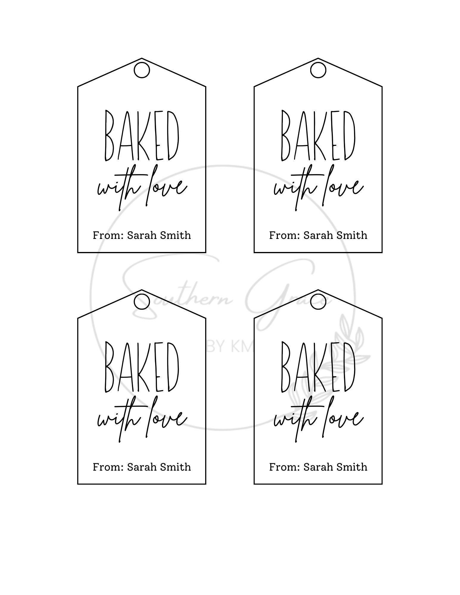 Baked With Love Gift Tag Treat Gift Tag Baking Treat Gift Etsy