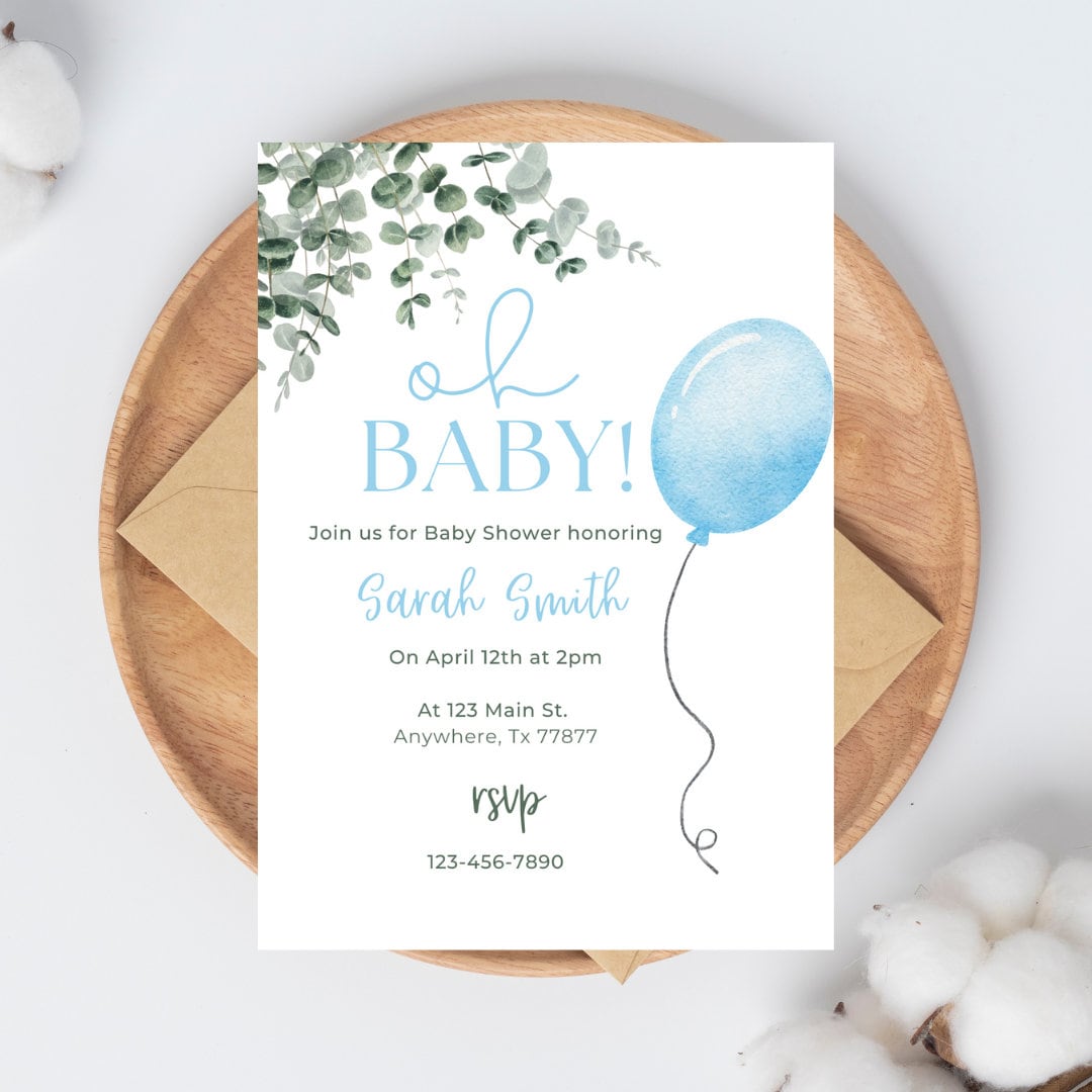 Baby Boy Shower Invitation, Baby Shower Invitation, Boy Baby Shower
