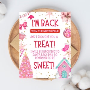 Elf Welcome Back Letter Girly Pink-digitale download Christmas Elf Return Note 8,5 x 11-I'm Back-Directe download