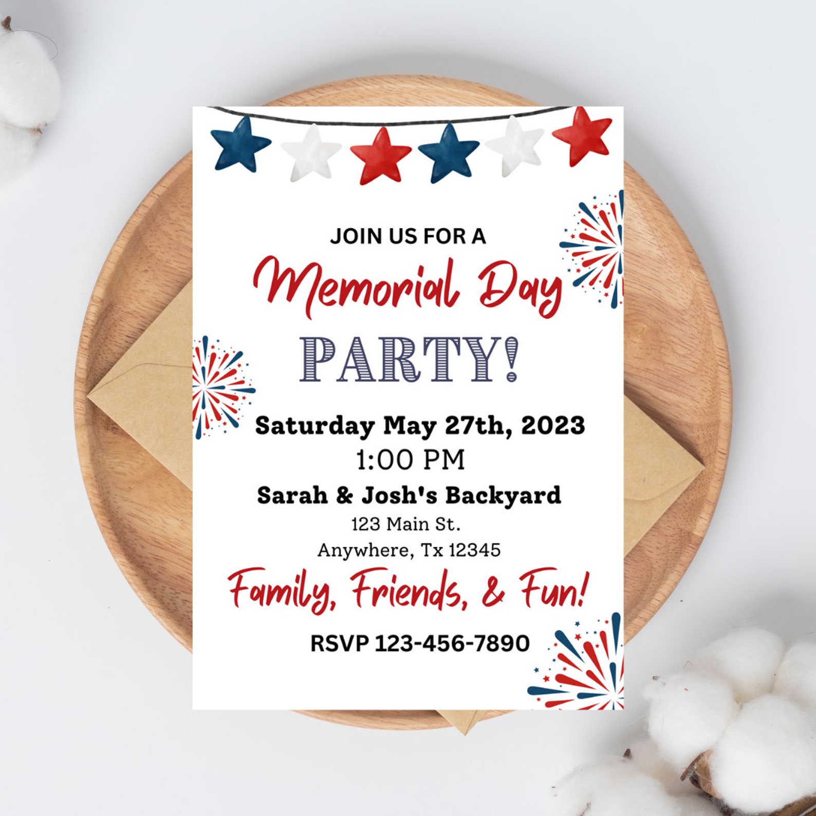 Memorial Day Party Invitation Memorial Day Invitation Red - Etsy