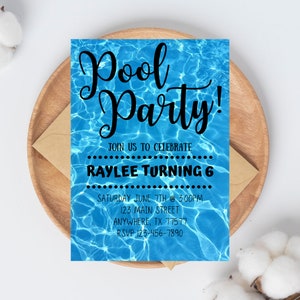 Pool Party Swim Birthday Invitation, Summer Birthday Invitation, Fun in the sun Birthday Invitation, Summer EDITABLE, INSTANT DOWNLOAD