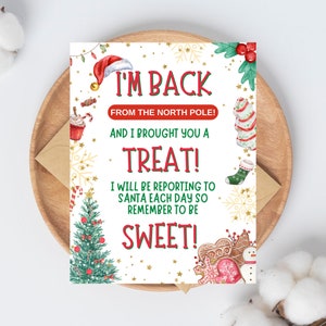 Elf Welcome Back Letter-digitale download Christmas Elf Return Note 8,5 x 11-I'm Back-Directe download
