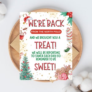 Zwei Elfen Willkommen zurück Brief-Digitaler Download Weihnachtself Rückgabeschein 8.5 x 11-I'm Back-Instant Download