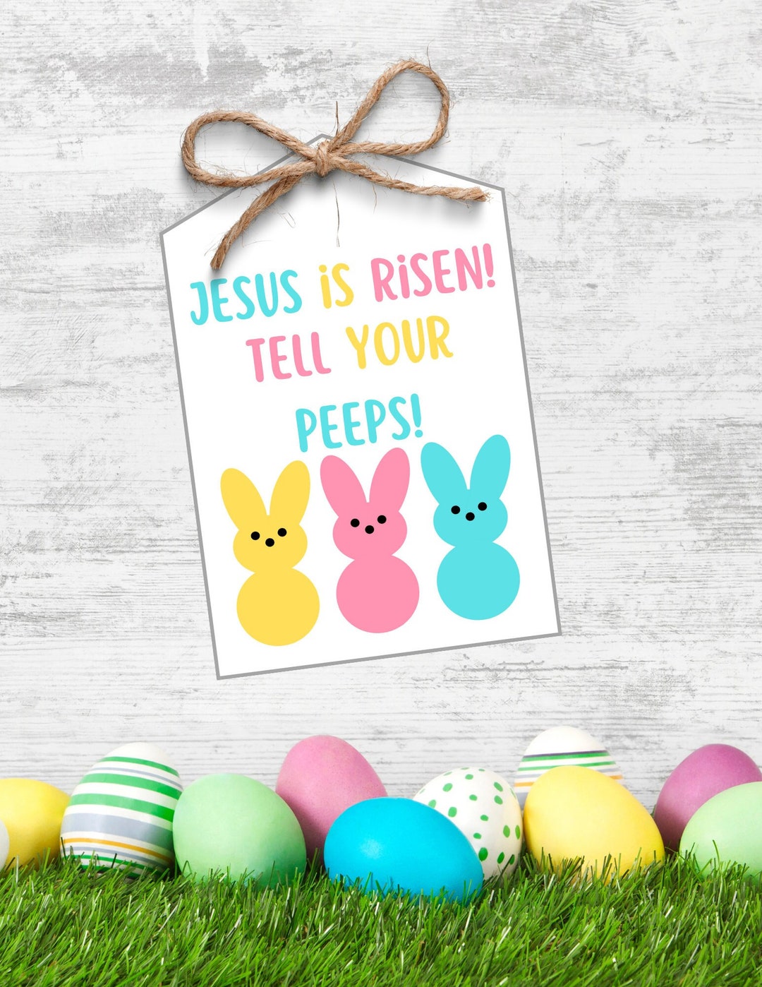 Christian Easter Gift Tag, Jesus is Risen Tell Your Peeps, Easter Treat Tag, Treat Bags