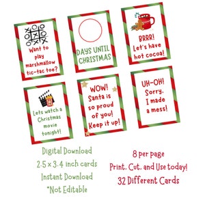 Cartes du jour Elf - Téléchargement numérique Elfe de Noël 2,5 x 3,4 notes