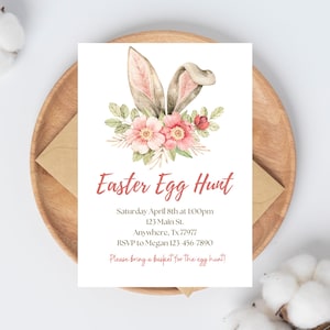 Easter Egg Hunt Invitation, Easter Party Invitation, Easter Invitation, Easter Egg Hunt Invitation, EDITABLE, INSTANT DOWNLOAD