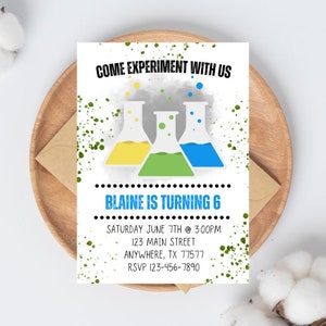 Boy Science Experiment Birthday Invitation, Science Birthday Invitation, Scientist Birthday Invite, EDITABLE, INSTANT DOWNLOAD