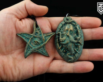 Elder Sign Amulet  set of 2. H.P. LOVECRAFT mythos .