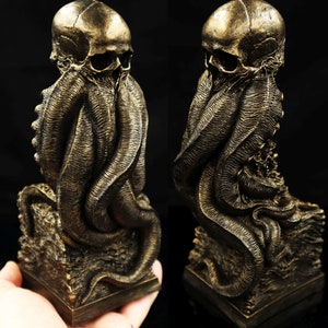 Cthulhu schedel buste gouden editie .H.P.lovecraft handgemaakte sculptuur