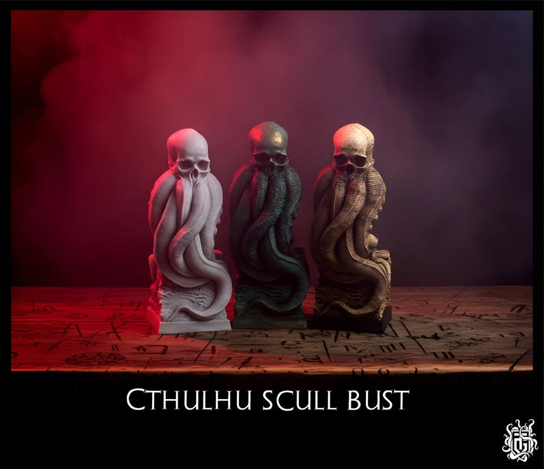 Cthulhu scull bust .H.P.lovecraft handmade sculpture image 1