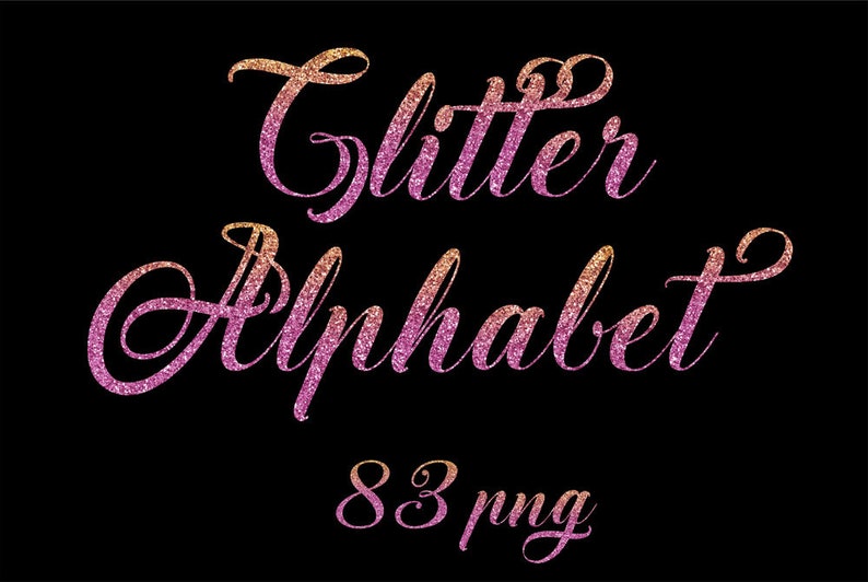 Rose Gold Glitter Alphabet Cursive Font Glitter Alphabet Etsy