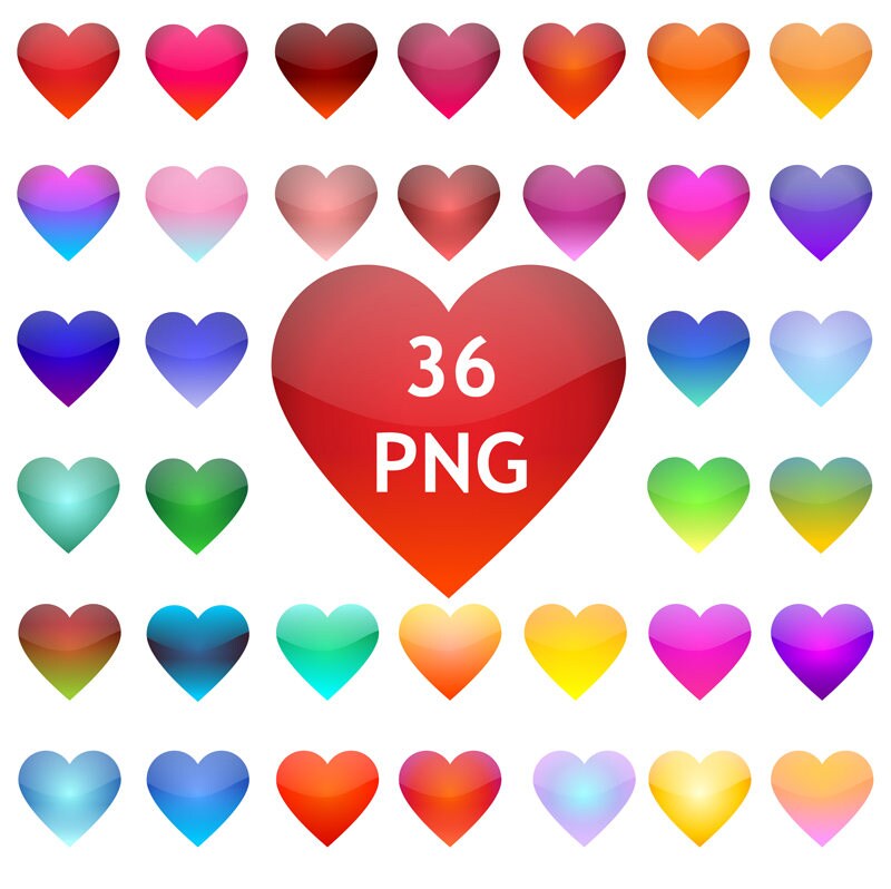 Bunte Herzen Clipart Herz Clipart Herzen Raunbow Instant Etsy