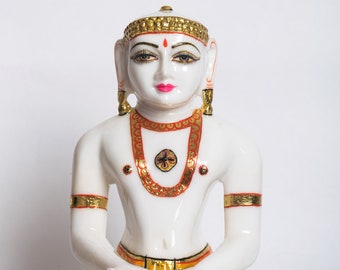Mahavir / Mahavira Swami Ji Jain Spiritual Idol Intricate Work Puja/ Vastu Decorative Showpiece Murti for Mandir or Temple 8 Inches