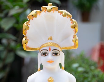 Lord Parshvanatha / Parasnath / Parshvanath Ji  Hand Crafted Resin Idol - Jain Moorti for Mandir / Temple for worship - 9" Height - Matte