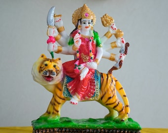 Maa Durga / Maa Ambe / Maa Sherawali / Maata Rani / Bhavani / Amba / Parvati - Hand Painted Resin Idol Statue