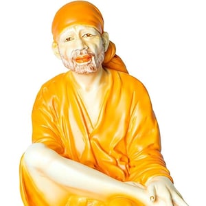 Statue of Sai Baba Shirdi Replica H -16 &quot; , W -8 &quot; , D-9.5 &quot; Idol -  Orange Poshak