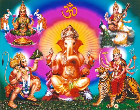 Ganesha Laxmi Saraswati Hanuman Ambe MATA Ji High Quality - Etsy Ganesha Laxmi Saraswati Hanuman Ambe MATA Ji High Quality - Etsy