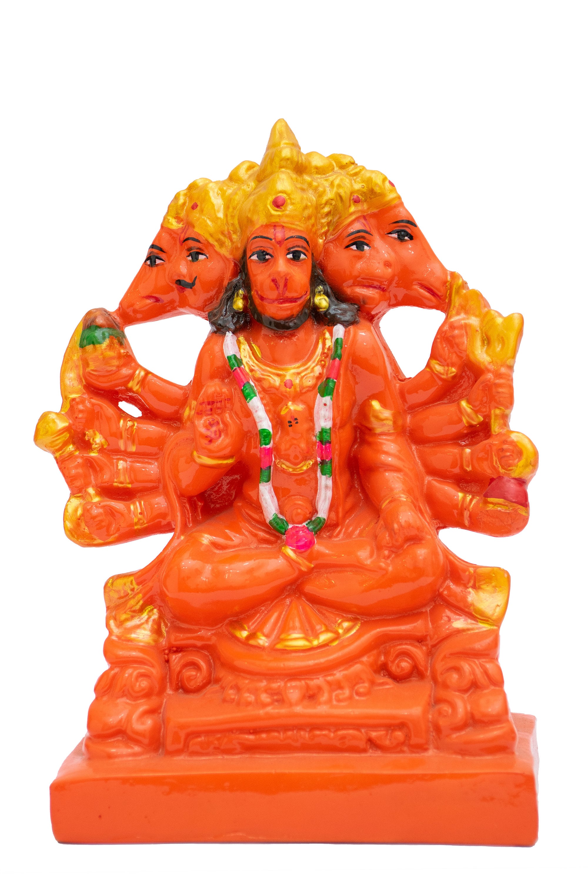 Panchmukhi Hanuman Statue – 15,2 Cm, Polyresin, Orange, Für Pooja, Home Decor Oder Auto