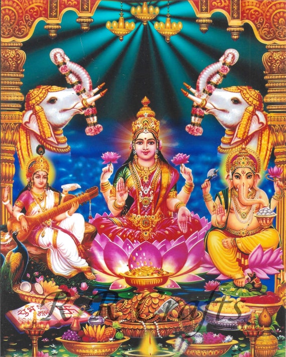 Maa Laxmi / Ganesh / Saraswati Picture Frame With Photo - Etsy Maa Laxmi / Ganesh / Saraswati Picture Frame With Photo - Etsy