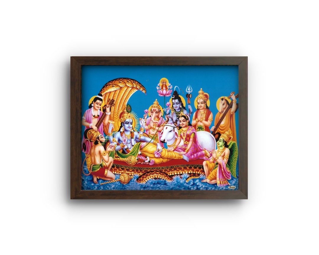 Laxmi Narayana - Picture Frame With Photo Print - Hindu Prayer Room ...