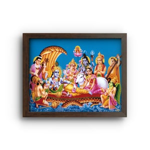 Laxmi Narayana - Picture Frame With Photo Print - Hindu Prayer Room / Mandir / Temple - Laminated