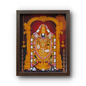 Tirupati Balaji / Lord Venkatesvara- Picture Frame With Photo Print - Hindu Prayer Room / Mandir / Temple - Laminated