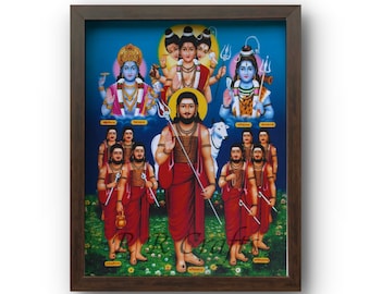 Navnath Ji / Navnath Sampradaya / Lord Dattatreya- Picture Frame With Photo Print - Prayer Room / Mandir / Temple - Laminate