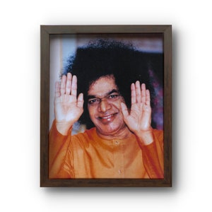 Sathya Sai Baba - Picture Frame With Photo Print - Prayer Room / Mandir / Temple - Matte Laminate