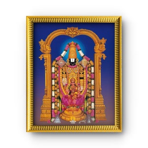 Tirupati Balaji  - Picture Frame With Photo Print - Prayer Room / Mandir / Temple - Matte Laminate