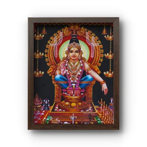 Lord Ayyappan / Sastha -Sabarimala Picture Frame With Photo Print - Hindu Prayer Room / Mandir / Temple - Matte Laminated