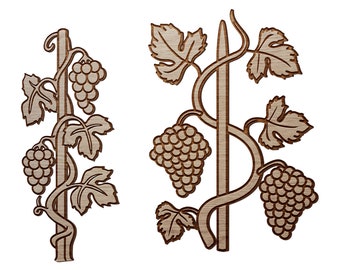 Grapevine Svg Laser Datei. Herbst Laser Template Dxf Datei. Weintrauben Lasergravur Modell. Weindose Deko Vektor Weinrebe