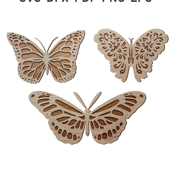 Butterfly Svg Bundle for Laser Cutting. Butterflies Glowforge Printable Design. CNC Dxf Laser File. Instant Digital Download Butterfly Cut