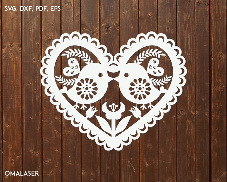 Download Birds Template for Laser Cutting. Tulip Lace Heart SVG | Etsy