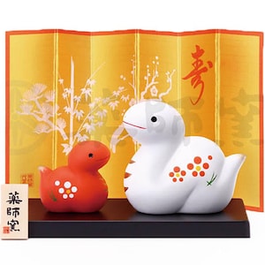 53 Cute Parent and Child Snake 2025 Japanese Zodiac Pottery Room Ornament. for Happy New Year! Snake Figurine Ornament Decor