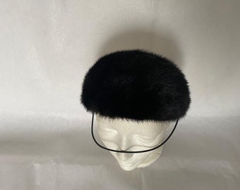 Kippah made from real black mink fur