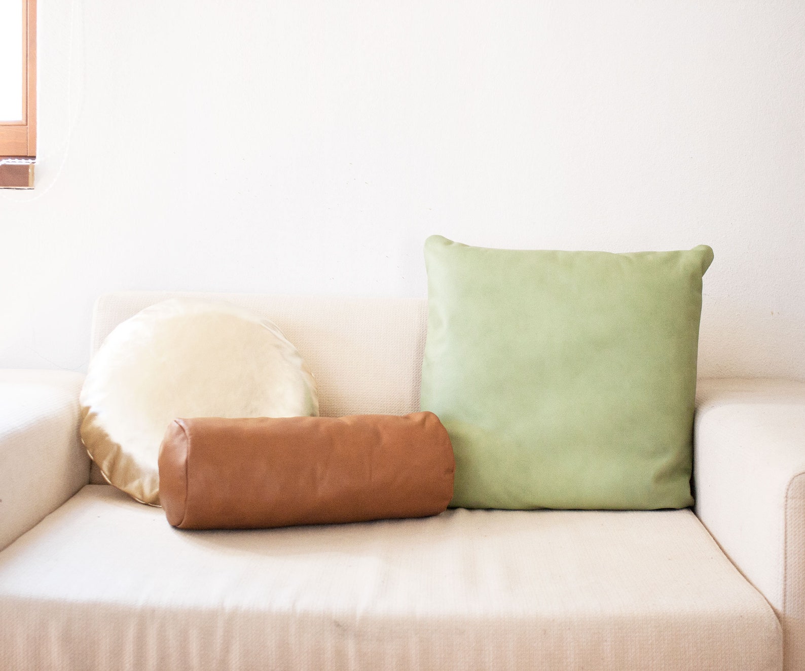 Leather Bolster Pillow in Camel Brown/ Pillows/ Pillow Cases / Etsy