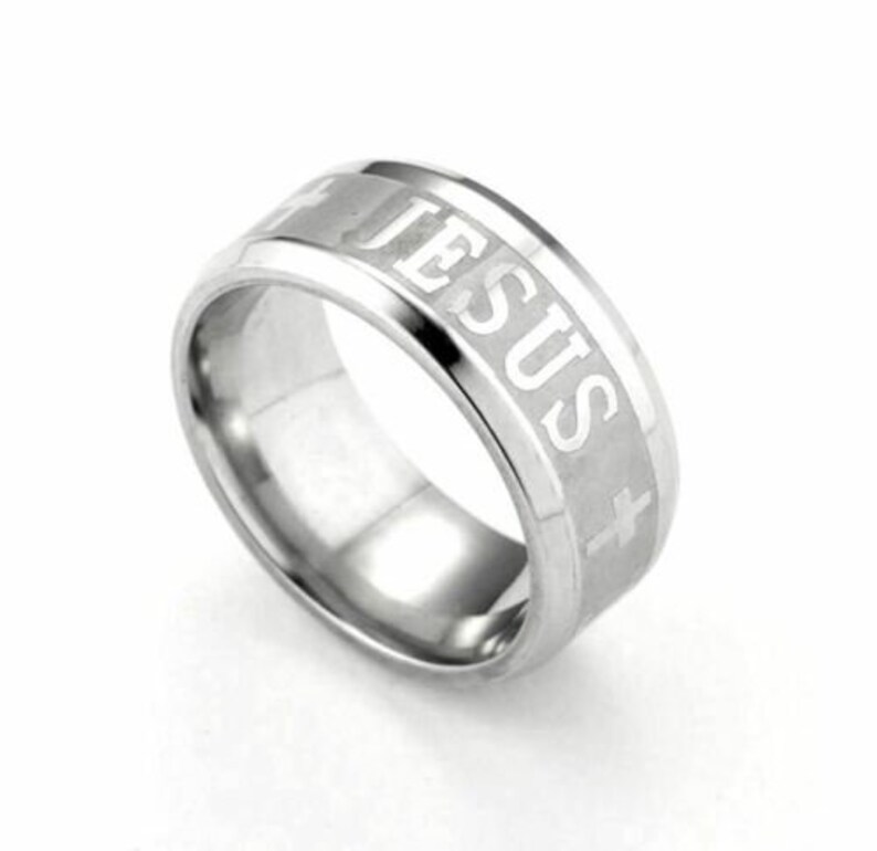 Silver JESUS Wedding Band
