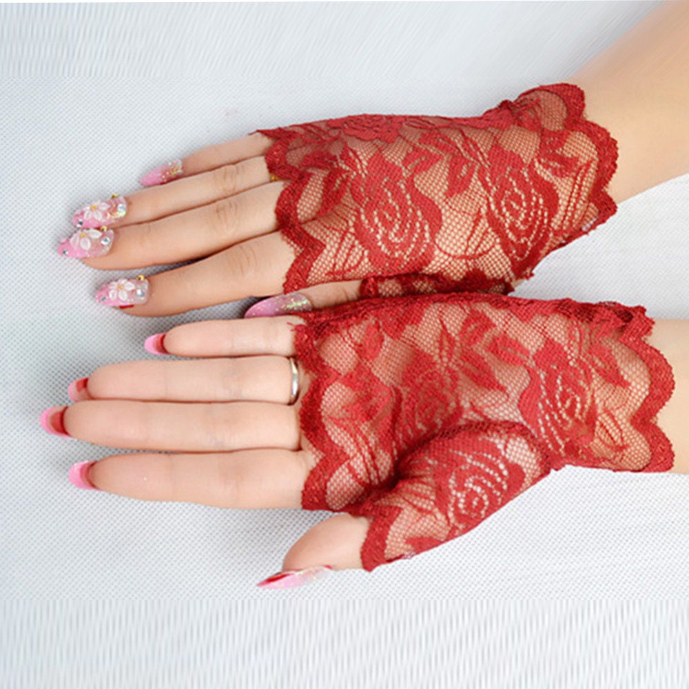 GOTHIC Fingerless Lace Gloves Etsy